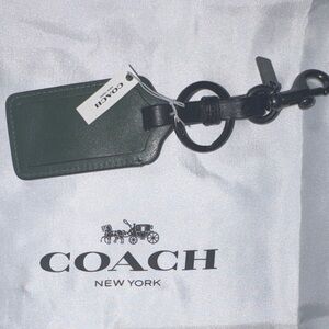Coach Dark Green and Black Leather Keychain